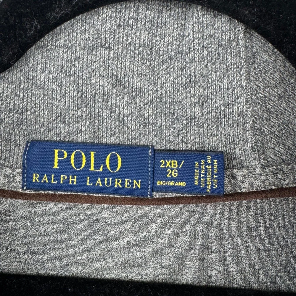 Polo Ralph Lauren Shawl Collar Pullover Mens 2XB Grey Cotton Preppy Old Money